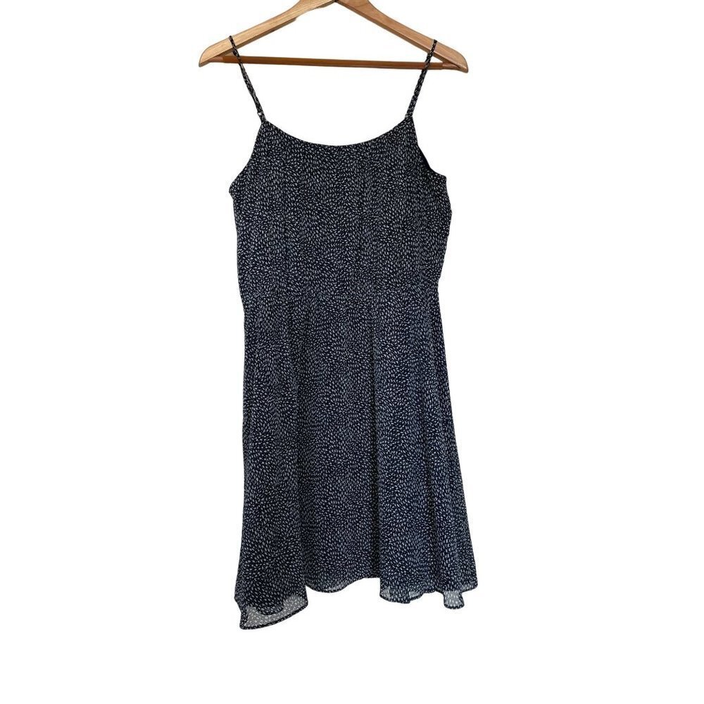 LOFT Navy Sleveless Blue & White Polka Dot Sheath Dress M